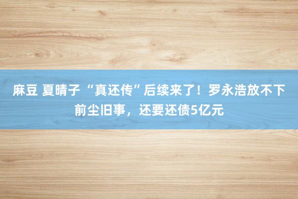 麻豆 夏晴子 “真还传”后续来了！罗永浩放不下前尘旧事，还要还债5亿元