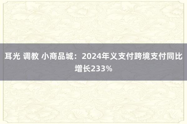 耳光 调教 小商品城：2024年义支付跨境支付同比增长233%