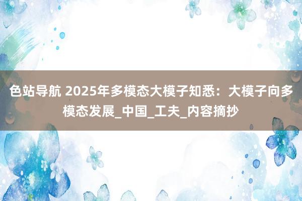 色站导航 2025年多模态大模子知悉：大模子向多模态发展_中国_工夫_内容摘抄